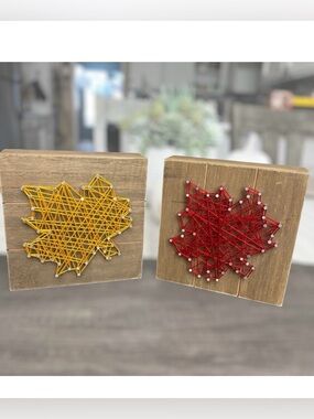 2 Piece Set Wooden String Art Maple Leaf Decor